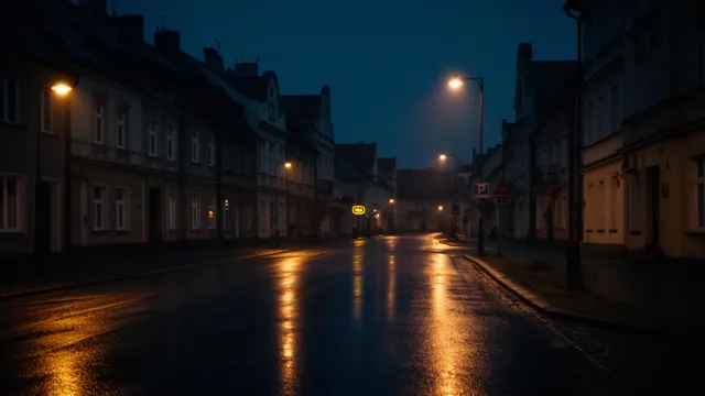 Taksówka Taxi Zawiercie nocą na ulicy w centrum Zawiercia — kursy całodobowe 24/7
